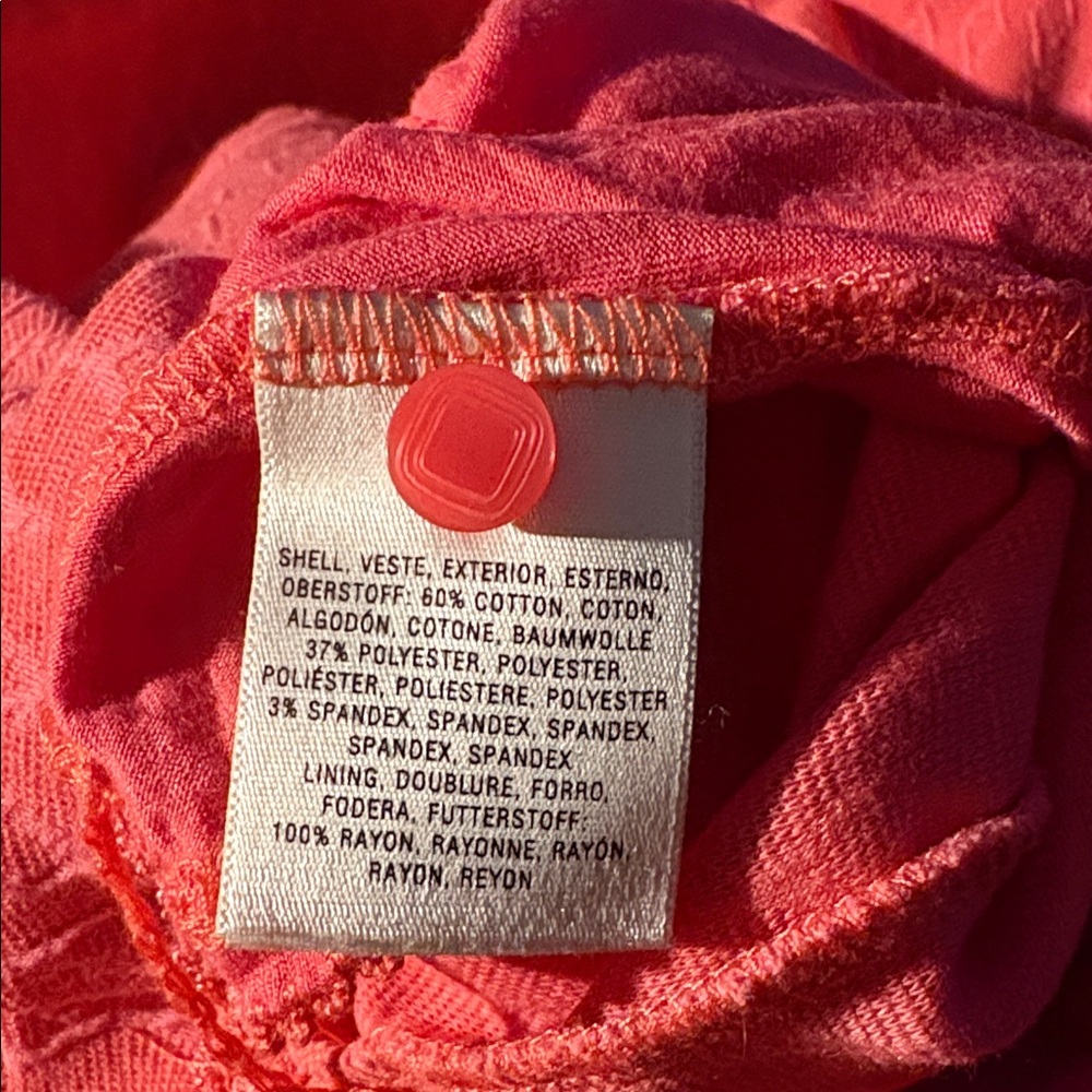Anthropologie Maeve Coral Diamond Texture Mini Dress w/ Button Back - S - Picture 5 of 5